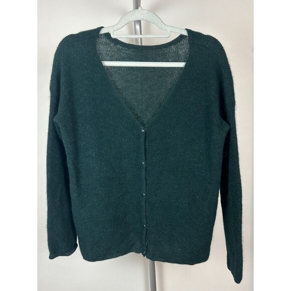 Sezane Women's Sz M Barry Cardigan Green Sweater Mohair Blend Alpacha - Picture 1 of 5